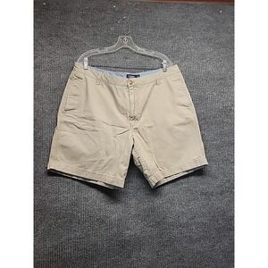 Chaps Mens Khaki Chino Shorts Size 40 Tan Cotton Flat Front Casual 9 Inch Inseam